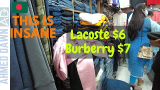 Buying Brand Name Clothes in Dhaka at Dirt Cheap Prices  Bangladesh Garment Factory Export Clothes [upl. by Ladonna]