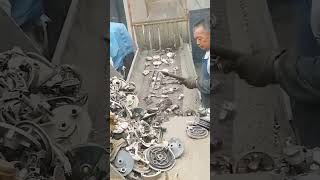 Crushing process of scrap brake discs for electric bicycles [upl. by Oster]