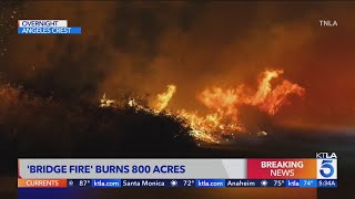 Bridge Fire burns 800 acres and prompts evacuations [upl. by Rimahs]