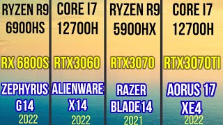 6900HS Zephyrus G14 2022 benchmarks RX 6800S VS i712700H VS R9 5900HX VS RTX 3070 TI [upl. by Eittik340]