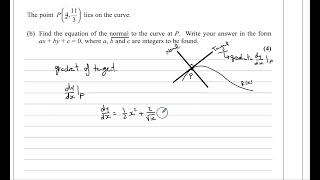 P1 EDEXCEL IAL WMA1101 OCT NOV 2019 Q5  Differentiation  Equation of normal [upl. by Clerissa520]