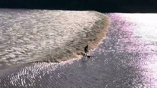 Tidal bore surfing in near freezing conditions December 16 2023 Moncton NB Canada [upl. by Ecinnahs]