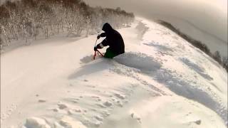 201301 ニセコ 雪遊び スノースクート niseko POWDER SnowScoot Snowboard [upl. by Joice]