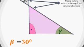 Obliczanie miar kątów w trójkacie prostokątnym znając miarę kąta wierzchołkowego [upl. by Anihsak82]
