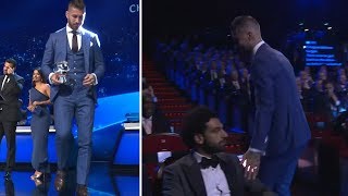 👀 Mo Salah isnt impressed when Sergio Ramos touches his shoulder [upl. by Eveleen]