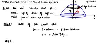 Centre of Mass for Solid Hemispherical Cap  COM Calculation  jee neet class11 topeducation [upl. by Kienan545]