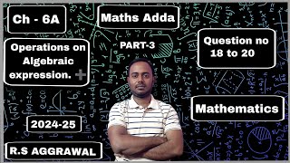 R S Aggarwal Class 8 chapter 6A Question number 18 to 20‎mathadda6570 [upl. by Atinele216]