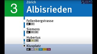 VBZ Ansagen » 3 Albisrieden — Klusplatz  SLBahnen [upl. by Naginarb961]