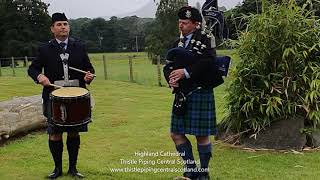 Highland Cathedral at a Scottish Wedding  Bagpiper amp Drummer performing at the Drinks Reception [upl. by Aicella900]