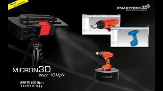 New 3D scanner SMARTTECH3D  MICRON3D color 10Mpix  3d scanning with color texture [upl. by Llehcal]