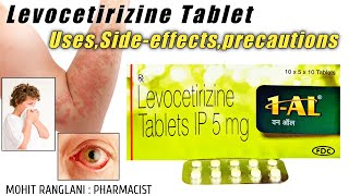 Levocetirizine dihydrochloride tablets ip 5mg  UsesSide effectsDose and precautions  In Hindi [upl. by Blynn]