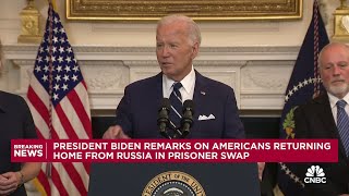 President Biden on USRussia prisoner swap All four have been imprisoned unjustly in Russia [upl. by Enella]