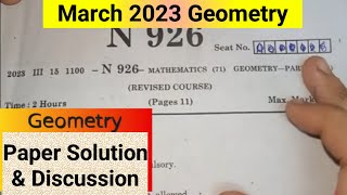 Geometry Paper Solution amp Discussion Class10 Maths2 10th SSC March 2023 Board Exam paper [upl. by Zoldi733]