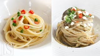 Spaghetti aglio olio e peperoncino originale vs gourmet  Vitale Bianco Abbate [upl. by Gayleen]