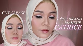 CUT CREASE MAKEUP  CATRICE COSMETICS ONE BRAND MAKEUP TUTORIAL [upl. by Acinoryt942]