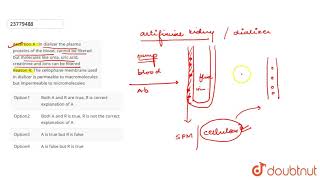 Assertion A  In dializer the plasma proteins of the blood cannot be filtered but molecules [upl. by Ettenowtna]