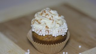 White Chocolate Pumpkin Cupcakes with TheScranLine [upl. by Grissel]