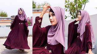 Most Requested Hijab Tutorial to wear with GownAbayaBurkha  Noshin Nower 🌸 [upl. by Sig]