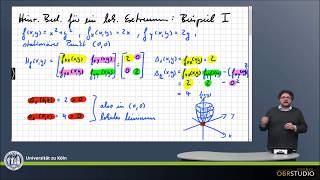 0233 Hinreichende Bedingung für lokale Extrema bei Funktionen mehrerer Variablen Beispiel Ia [upl. by Lottie]