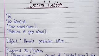 Write an permission letter to the principal from parent  Consent letter in English [upl. by Forrer]