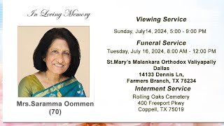 Saramma Oommen Funeral Service [upl. by Morehouse854]