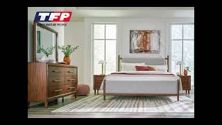 Grey Fabric Upholstered and Wooden Bed Frame with Sling Style Cushioned Headboard  Jarklin [upl. by Ethben]