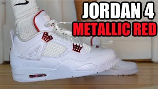 AIR JORDAN 4 METALLIC RED REVIEW amp ON FEET  RESELL PREDICTIONS [upl. by Kehsihba]