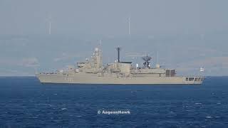 Hellenic Navy Frigates and Support Vessel during Parmenion 23 at Chios island in east Aegean Sea [upl. by Gefell]