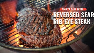 Reverse Sear Ribeye Steak  How to Reverse Sear A Steak On A Charcoal Grill  Slow N Sear Kettle [upl. by Jala]