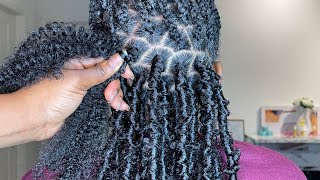 STEPby STEP VERY DETAILED BUTTERFLY LOCS TUTORIAL  THUMB METHOD  Using spring twist hair [upl. by Ginny]