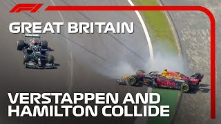 Verstappen amp Hamilton Collide At Silverstone  2021 British Grand Prix [upl. by Meekahs248]