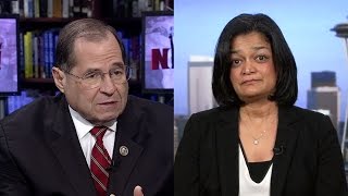 Reps Jerrold Nadler Pramila Jayapal Join Airport Protests to Free People Detained Under Muslim Ban [upl. by Elrebmik]