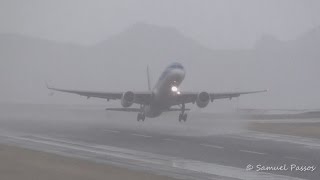 B757 Impressive Take Off Under a Very Heavy Rain  Madeira [upl. by Modesty]