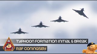 29 SQUADRON EUROFIGHTER TYPHOON FOURSHIP FORMATION INITIAL AND BREAK • QRA STATION RAF CONINGSBY [upl. by Dira]