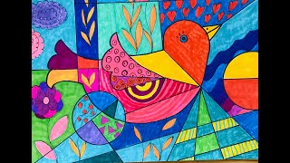 Art Tutorial Cubist Drawing  Pablo Picasso  Grades 34 [upl. by Hayarahs]