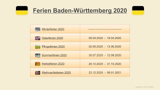 Ferien Baden Württemberg 2020 [upl. by Prior]