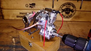 Miniature VTwin Motorcycle Engine startup What a beast [upl. by Cleodel]