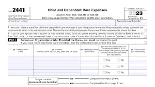 IRS Form 2441 walkthrough Child and Dependent Care Expenses [upl. by Ahsitnauq83]