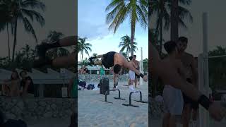 Miami vibes🏝️☀️ planche streetworkout calisthenics fitness gym aesthetic beach reaction [upl. by Ness]