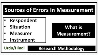 What is Measurement Sources of Errors in MeasurementRespondent SituationMeasurerInstrument [upl. by Johen]