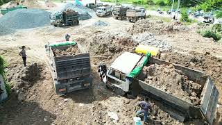 Amazing Bulldozer in Action Old Heavy Dozer Pushing Dirt and Recovery Unloading Dump Truck get Stuck [upl. by Sabanrab]