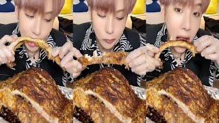 ASMR MUKBANG  Raw Marinated Seafood like Octopus Lobster Shrimp Spicy Noodles Fried Chicken [upl. by Lladnew]