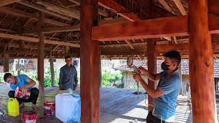 The Process of Cleaning and Buying Paint to Repaint a Wooden House  Family Farm [upl. by Norby]