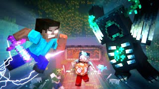 HEROBRINE VS WARDEN  Herobrine’s Pillager and Zombie Army vs Warden Minecraft Animation Movie [upl. by Critchfield]