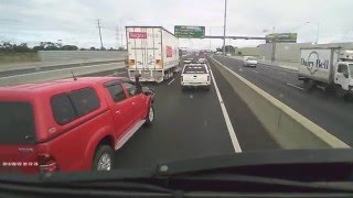 Idiot in a Hilux trying to intimidate a truck driver [upl. by Ecirtram568]