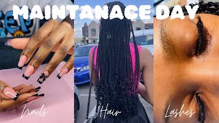 vlog  MAINTENANCE DAY  LETS DO MAY NAILS HAIR AND LASHES 1K SUBS [upl. by Banyaz]