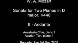 Mozart  Sonata for Two Pianos in D major K448 2nd movement [upl. by Drexler]