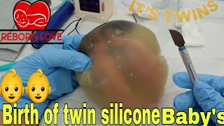 Birth Of Miniature Twin Silicone babys in womb  Reborn Love [upl. by Pirnot397]