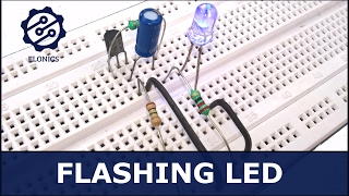 Flashing LED circuit using transistors on Breadboard  Basic Electronics Projects [upl. by Langsdon]