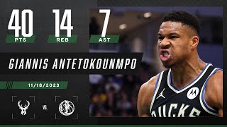 Giannis 40 PIECE 👀 Leads Bucks to win vs Mavericks  NBA on ESPN [upl. by Zobkiw649]